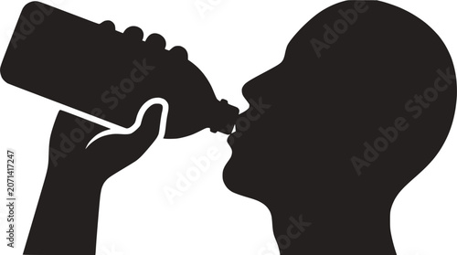 Photos Silhouette of head drinking from a water bottle