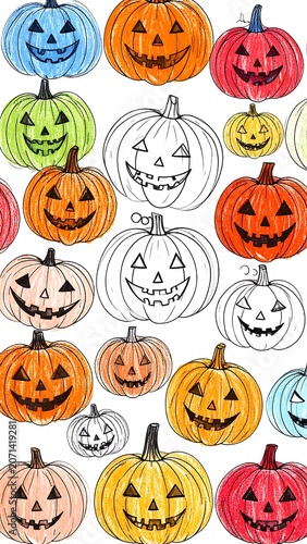 Colorful Halloween Pumpkins.