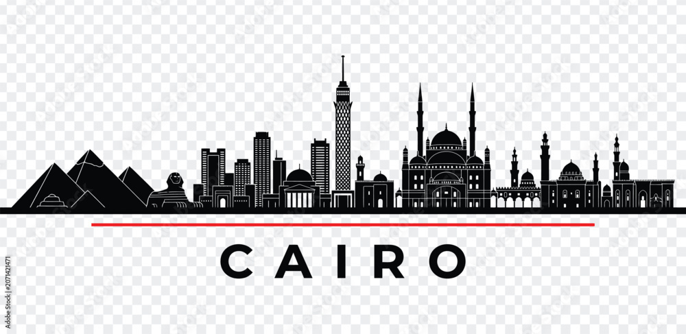 Obraz premium Cairo city skyline silhouette vector illustration