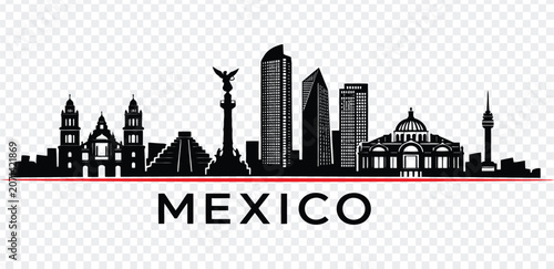 Canvas Print Mexico city skyline silhouette, vector illustration