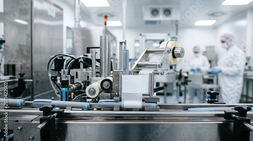 Canvastavla Pharmaceutical production line with automated labeling machine and sterile clad