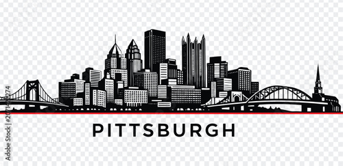 Foto Pittsburgh city skyline silhouette vector illustration
