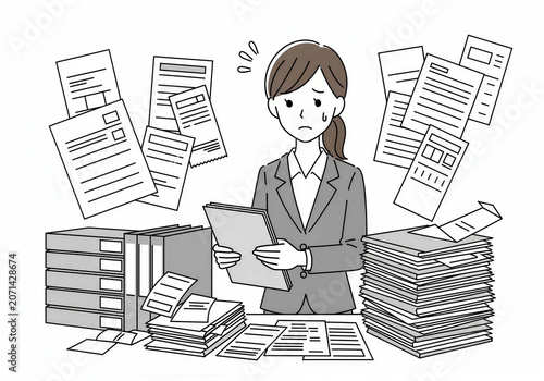 多忙で残業するビジネスウーマン