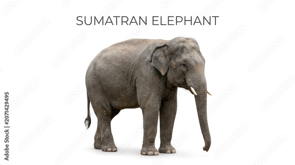 Obraz premium Sumatran Elephant standing proudly, showcasing its majestic presence and unique features
