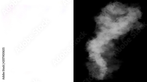 Foto Atmospheric white smoke plume on black background, ethereal steam cloud texture,