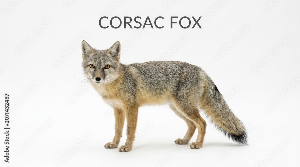 Obraz premium Corsac fox standing on white background, looking at the camera