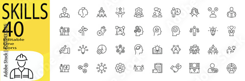 Photos Skills icon set. Editable stroke.