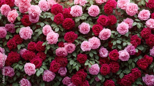 Romantic rose wall design with soft pink and deep red hues