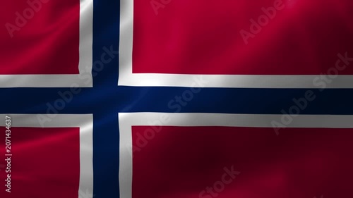 Norway flag waving in the wind close up 