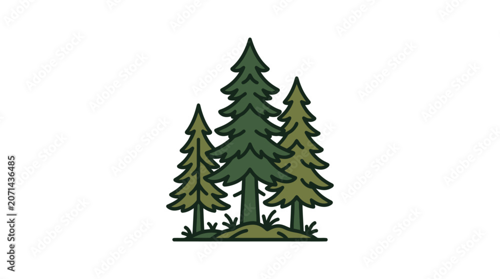 Obraz premium Pine Tree Forest Vector Illustration