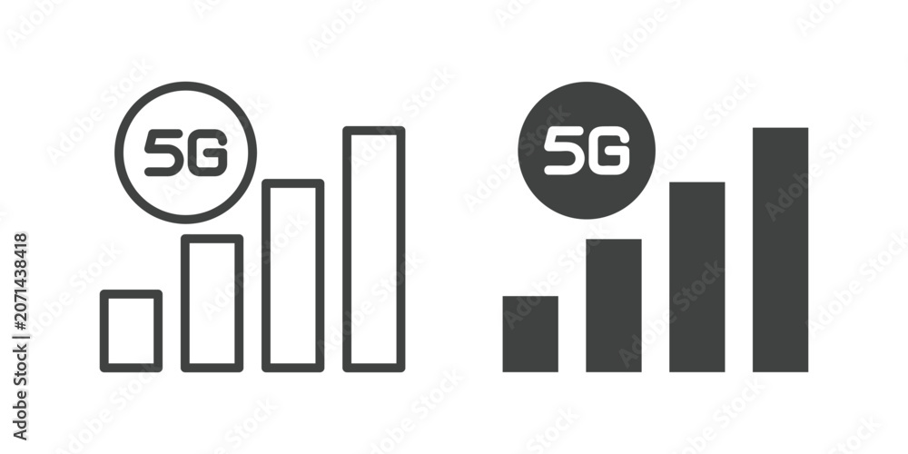 Obraz premium 5G Cellular Network Icon. Line and glyph solid icon