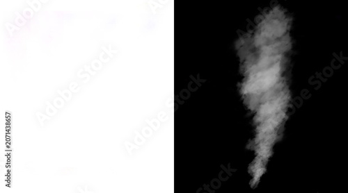 Foto Atmospheric white smoke plume on black background, ethereal steam vapor trail wi