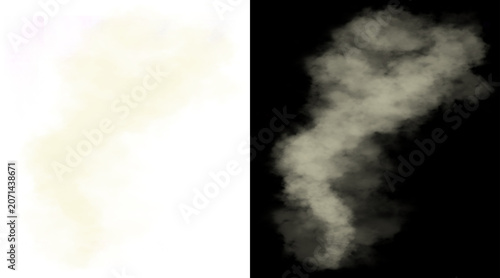 Schilderij op canvas Atmospheric dust cloud isolated on black and white backgrounds, swirling sand st