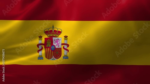 Spain flag waving in the wind close up 