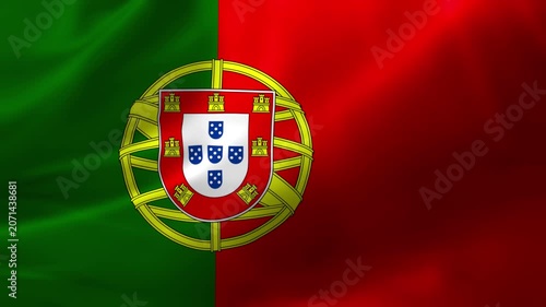Portugal flag waving in the wind close up 