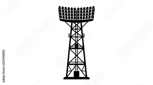 Photos Stadium floodlight tower silhouette on a white background