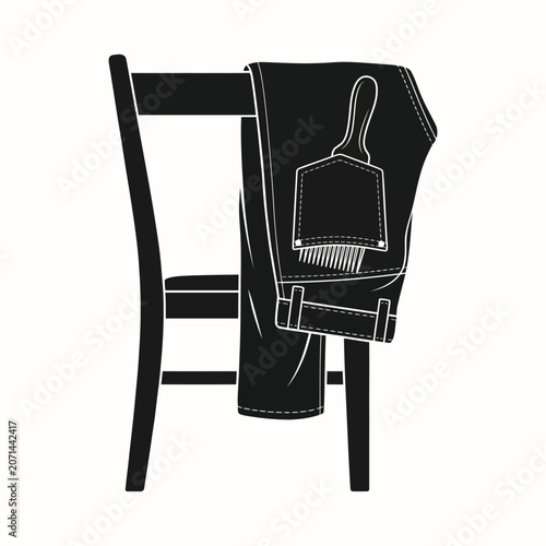 Jeans Draped Over Chair with Paintbrush in Pocket Illustration