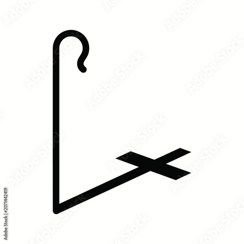 Minimalist Shepherd's Crook Casting a Cross Shadow Illustration