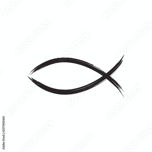 Hand Drawn Brushstroke Ichthys Christian Fish Symbol Silhouette