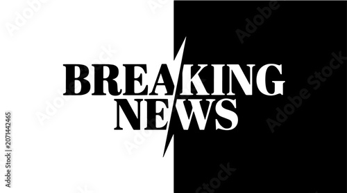 Photos Breaking News Headline with a Sharp Diagonal Divide Between Black and White Back