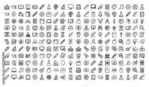 Foto Ultimate business education and multimedia mega line icon bundle featuring files