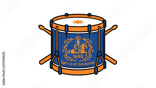 Battle of the Boyne Commemorative Drum Icon with Historical Heritage Design
