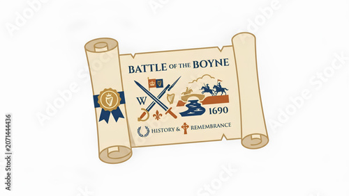 Historical Scroll Icon Representing Battle of the Boyne History