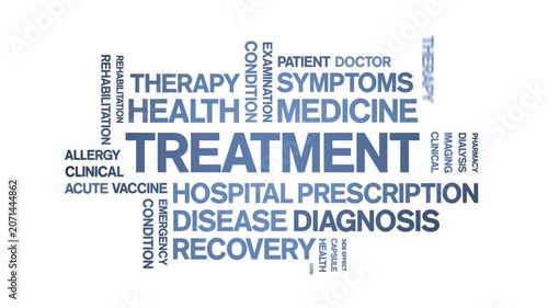 Treatment animated word cloud-text design animation tag kinetic typography seamless loop.