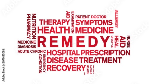 Remedy animated word cloud-text design animation tag kinetic typography seamless loop.