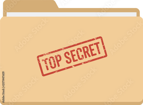 Quadro su tela Top secret manila file folder vector illustration with a red confidential rubber