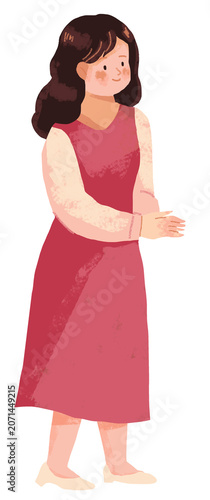 illustration of a girl wearing a pink dress