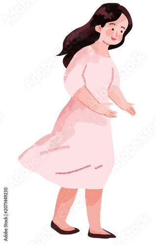 illustration of a girl wearing a pink dress