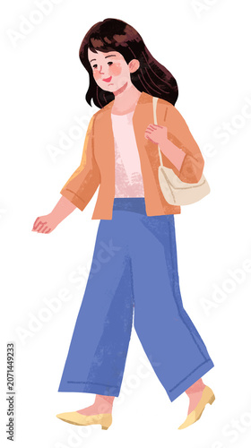 illustration of a girl walking