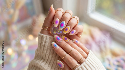 Iridescent Pastel Nail Art