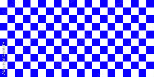 Seamless blue and white checkerboard pattern background. Classic geometric chessboard texture for racing flags, tablecloths, grid designs, or backdrop wrapping paper.