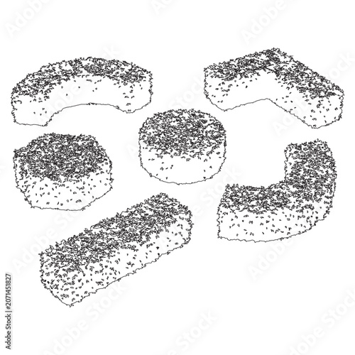 Set of topiary hedge shapes for garden landscaping design elements in isometric perspective.