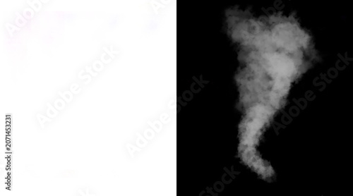 Foto Atmospheric white smoke plume on black background, ethereal steam vapor trail, i