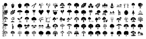 Flat icons of people doing outdoor activities - Minimalist vector icons showing silhouettes of people engaging in various outdoor activities like hiking, climbing, and relaxing in nature.