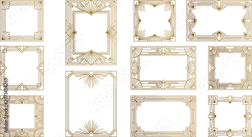 Quadro su tela Art deco gold frame borders set