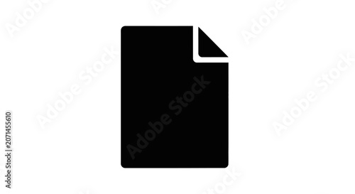 Black document icon with folded corner on white background