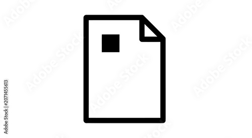 Black document line icon with folded corner on white background