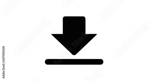 Black download arrow icon isolated on white background