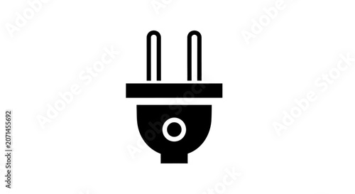 Black electrical plug icon isolated on white background