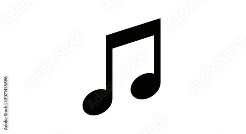 Black eighth note musical symbol on white background