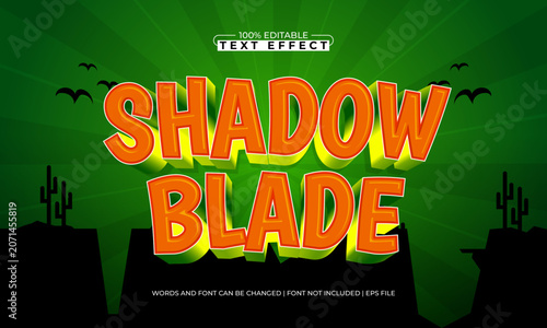 Shadow Blade 3D Cartoon Text Effect - Editable Game Title EPS