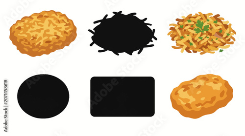 Photos Professional vector collection featuring different hash brown variations, crispy