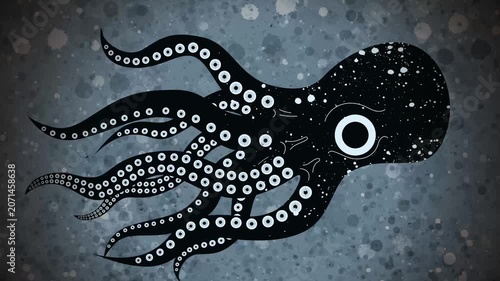 kraken octopus swimming beneath the ocean with massive tentacles