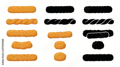 Tableau sur toile Professional vector collection featuring different mozzarella stick variations,