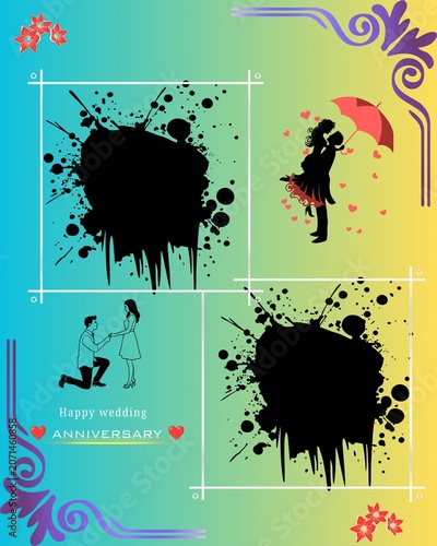 vector illustration of a silhouette of a girl, love card 
