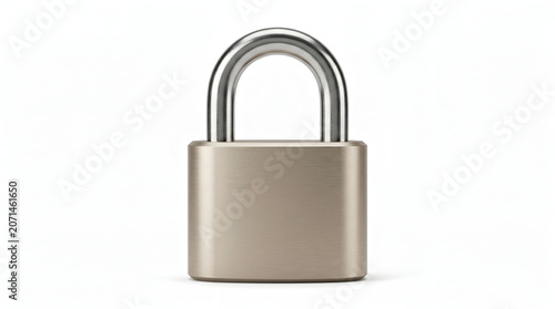 Closed Metal Padlock Isolated on White Background – Security and Protection Concept